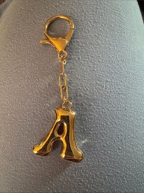 Anthropologie Gold Letter 'A' Keychain bag charm